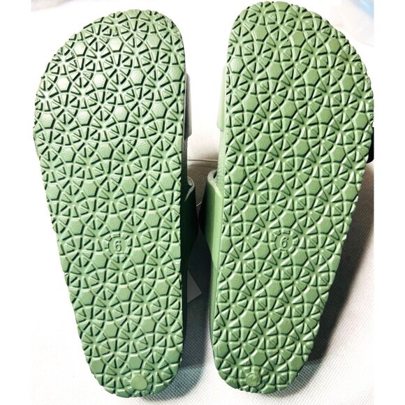 Shade & Shore Adjustable Strap Olive Green Slide Sandals Size 6 Lightweight - Picture 2 of 4